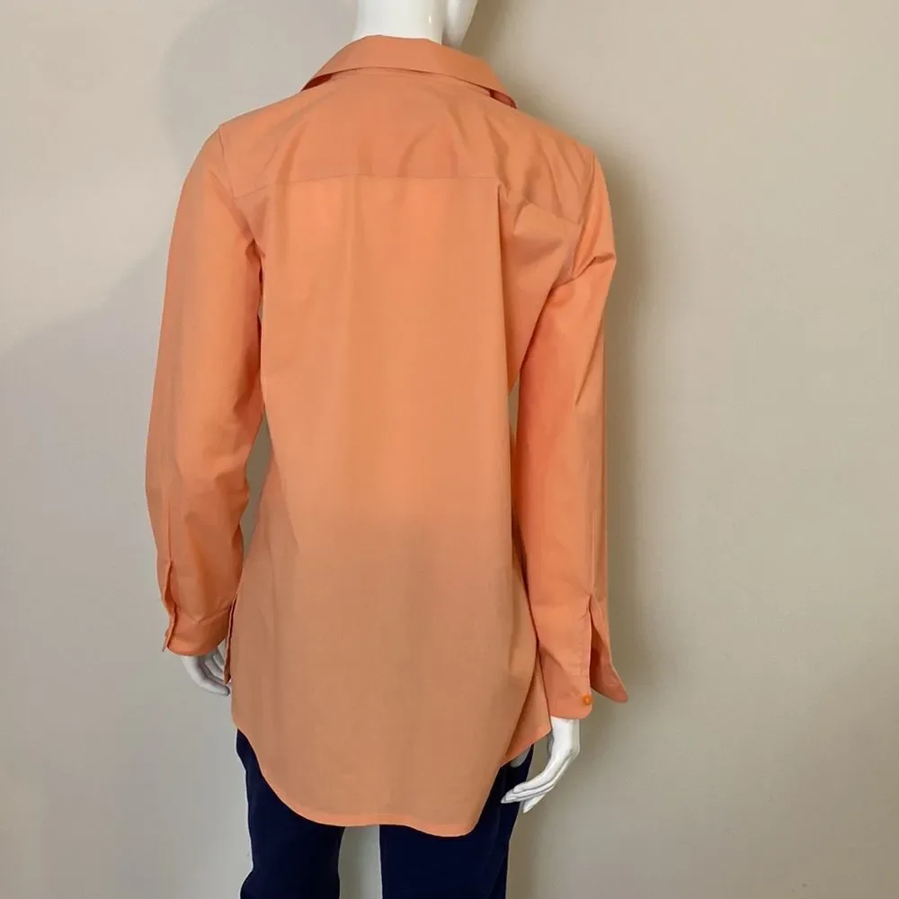 Chico’s No-iron Button Down Blouse with Convertible Sleeves Apricot Size 0